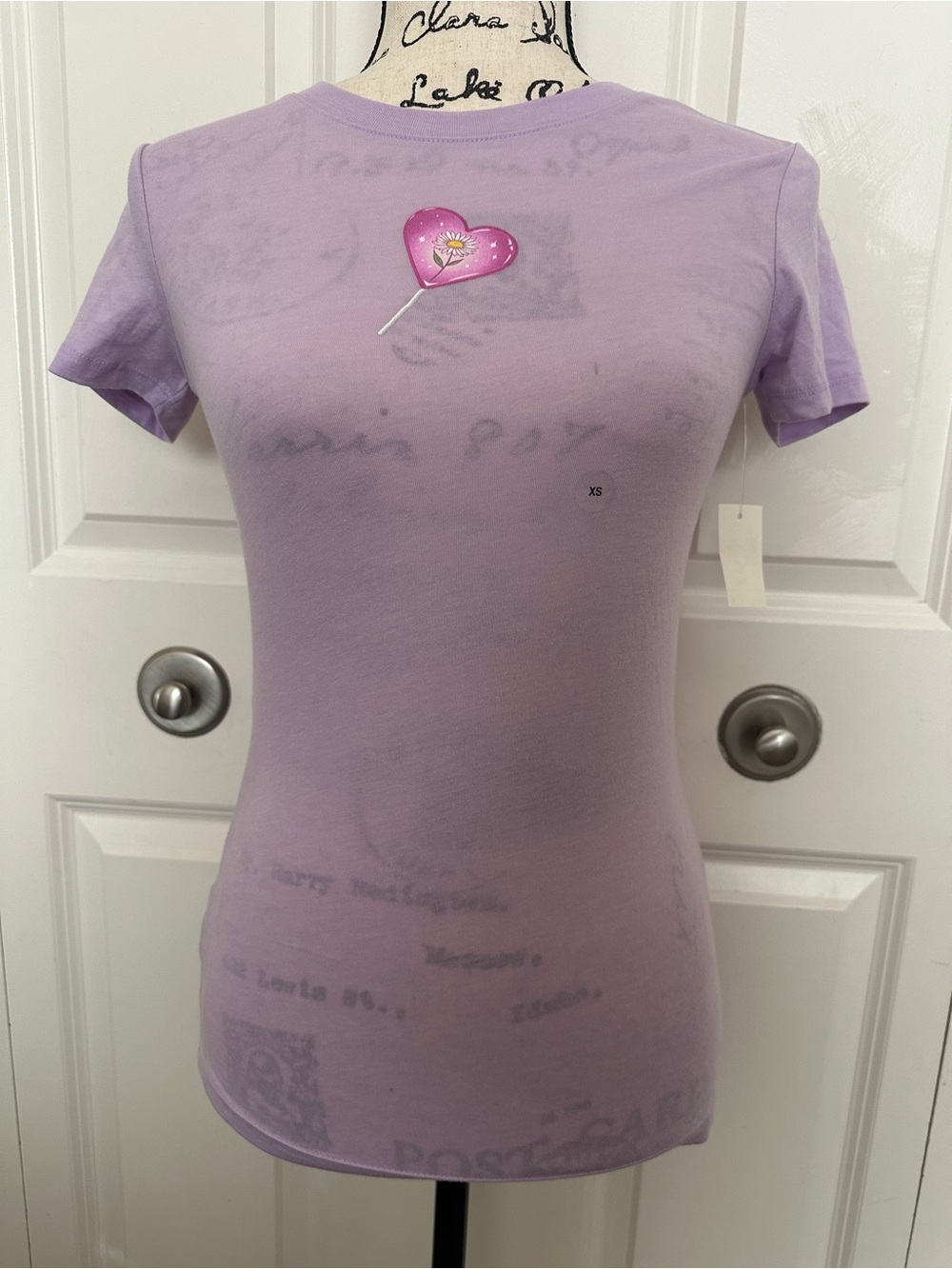 Aeropostale Lilac Graphic Print Short Sleeve Crew Neck Basic T-Shirt XS